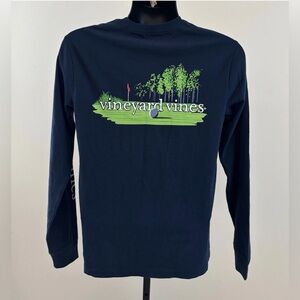 Vineyard Vines Golf Putt Long-Sleeve Pocket Tee T-Shirt Blue Men's Medium NEW